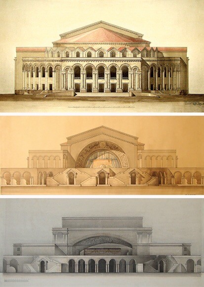 Alexander Tamanian versions of Opera House, Yerevan 