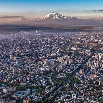Master plan of Yerevan with views of Mount Ararat and the Opera House